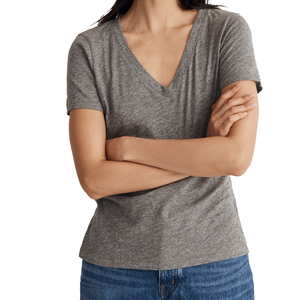 Camiseta Casual de Cuello en V para Mujer, Algodón Premium, Talla Grande, Moda, Suave, Transpirable, Ropa de Verano, Logotipo Personalizado, Marca Privada 2028 - Product Image 4