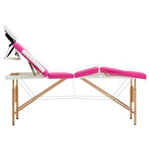 Table de massage pliable 4 zones en blanc et rose, options de couleur bois - Product Image 2