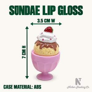 Brillo Labial Sundae en Forma de Cupcake Rosa con Diseño de Crema Batida y Fresa, 7cm, Vegano, Personalizado, Se Aceptan Pedidos OEM - Product Image 1