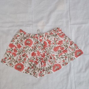 Dense Coral Vine Sunflower Print men's Cotton Shorts Peach Tassel Tie Soft Frill Hem Casual Boho Sleepwear Summer Pajama Set - Product Image 3