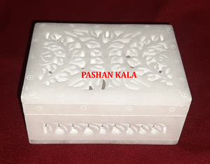 Meilleure qualité boîte à découper en marbre blanc forme rectangulaire conception de sculpture faite à la main utilisée pour la décoration de la maison et les cadeaux - Product Image 4