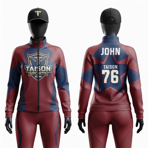 Combinaison d'entraînement unisexe pour roller TAISON SPORTS, 300 GSM, polyester interlock premium, design à panneaux bleu marine et or, sublimation personnalisée - Product Image 1