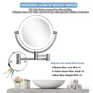 Wall Mounted Round LED Handmade Makeup <b>Mirror</b> 1X 10X Magnifying Extendable Vanity <b>Mirror</b> From REHMAN CRAFT - Product Image 2