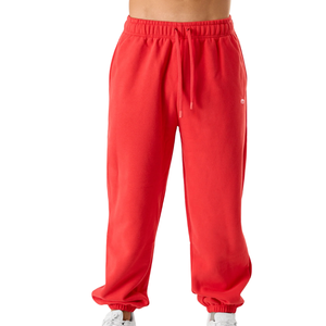 Pantalones Deportivos Unisex Rojos de Forro Polar, Mezcla de Algodón Grueso, Puños Elásticos, Pantalones Deportivos con Logotipo Personalizado OEM, Suministro al por Mayor - Product Image 1