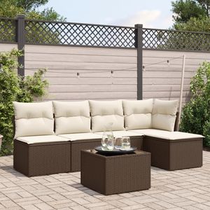 Ensemble de canapés de jardin modulaires en rotin PE marron, 6 pièces, élégant et durable - Product Image 1