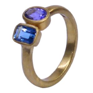 Anillo Clásico de Plata de Ley 925 Chapado en Oro con Topacio Azul para Mujer, Joyería para Bodas - Product Image 2