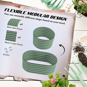 "Galvanized Raised Garden Bed 3.4x2ft with Safety Edging & Metal <b>Planter</b> Kit for <b>Vegetables</b>" - Product Image 4