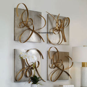 Obra de Arte Decorativa Hecha a Mano, Pintura Decorativa de Pared 3D, Arte de Pared Metálico Abstracto Plateado Brillante, Adorno de Pared para Sala de Estar - Product Image 4