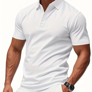 Men's Navy <b>Blue</b> Printed Casual Shirt Breathable Short Sleeve Golf Business Wear Urban Style Lightweight Comfortable Summer - Product Image 2