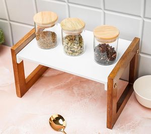 Organizador de cocina multiusos de madera, estante de almacenamiento para especias, frascos, utensilios, platos y vajilla. |   Gabinetes de Cocina - Product Image 1