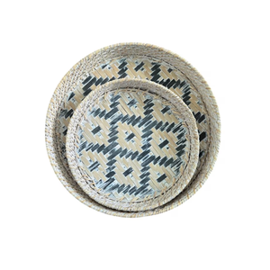 Wholesale Round Bamboo <b>Tray</b> with Rattan Woven Rattan Serving <b>Tray</b> For Coffee Table, Kitchen Countertop from Vietnam - Product Image 2