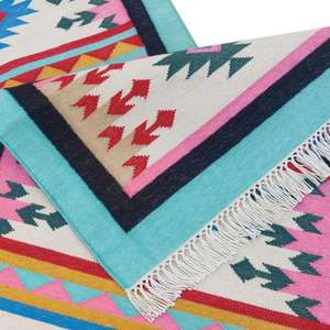 Tapis en coton à motifs Kilim intemporel pour entrée de studio de yoga ou zones de cuisson 047 - Product Image 6