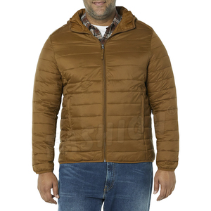 Chaqueta Acolchada con Capucha para Hombre, Color Marrón, con Cierre de Cremallera, Resistente al Viento, Informal, para Otoño, Corte Regular, Exterior de Poliéster - Product Image 3