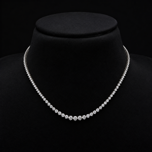 Collar de tenis de 10 quilates con diamantes cultivados en laboratorio, oro macizo de 14 quilates, corte brillante, diamantes VVS, regalo minimalista, collar Riviera - Product Image 2