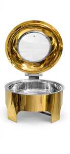 Plat à réchaud doré en acier inoxydable, ensemble de 4 pièces, chauffe-plats, support de buffet, pour traiteur, mariage, hôtel, banquet, 8L, lavage à la main uniquement - Product Image 4