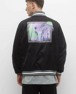 Bombe noire brodée de haute qualité avec logo personnalisé en gros pour couple, collège, baseball, veste respirante Varsity Letterman - Product Image 2