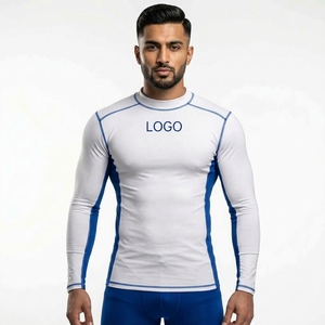 T-shirt de compression à manches longues pour homme, personnalisé OEM, UPF50, respirant, séchage rapide, pour la gym, le fitness, la protection anti-UV, sous-vêtement athlétique moulant - Product Image 4