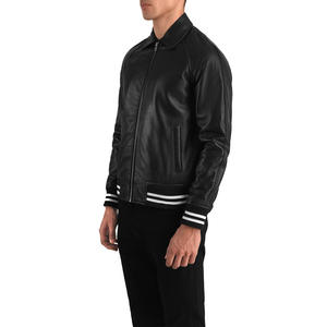 Veste en cuir de style bomber pour homme de qualité supérieure, fermeture éclair sur le devant, logo, vêtements d'extérieur, fournisseur en gros en ligne - Product Image 2