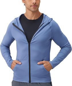 Sudadera con capucha deportiva de alto rendimiento para gimnasio con bolsillos con cremallera, diseño completo con cremallera, ajuste slim, para hombre, al por mayor, económica. - Product Image 1