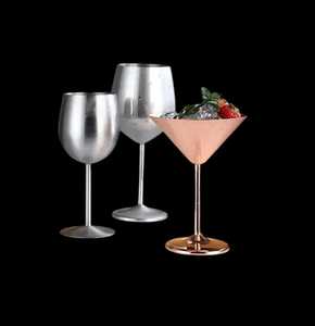 Verres à vin multicolores en acier inoxydable, assortiment de gobelets en métal rose doré, argent et noir, ensemble de coupes à cocktail incassables - Product Image 3