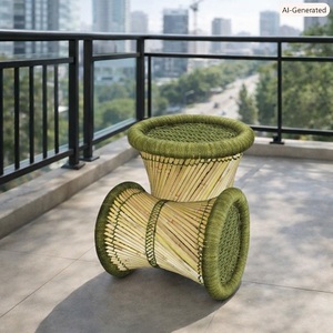 Handmade Bamboo <b>Stool</b> Ottoman Tropical Modern Design Indoor Outdoor Living Room Furniture Apartment Use Bone Inlay Console Mudha - Product Image 1