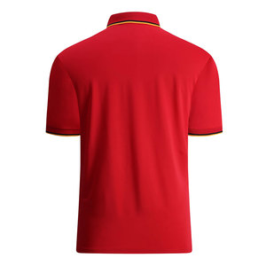 เสื้อกอล์ฟหลากสีสำหรับผู้ชาย เสื้อโปโลสองสี เสื้อโปโลแขนสั้นสีแดงสำหรับผู้ชาย เสื้อโปโลสีพื้นผ้าฝ้ายถัก เสื้อลำลอง - Product Image 3