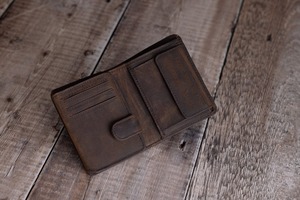 Maßgefertigte Echtleder Dreifach-Geldbörse für Herren Leder-Kartenhalter Vintage Echtes Rindsleder Münzfach Geldbeutel LTW-0161 - Product Image 2