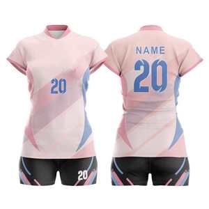 Ensemble d'uniformes de volley-ball unisexes personnalisés, sublimés, 100 % polyester, maille respirante, short, taille élastique, col en V, poches, nom - Product Image 3