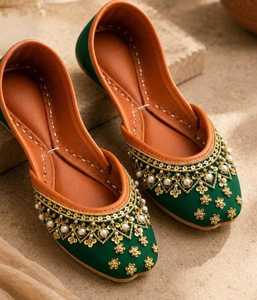 New Arrival Women Khussa Handmade Pumps Pakistani Traditional Flats Embroidered Comfortable Ladies Ethnic <b>Shoes</b> OEM ODM - Product Image 6