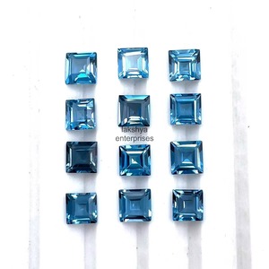 พลอยโทแพซสีน้ำเงินลอนดอนธรรมชาติทรงสี่เหลี่ยมเจียระไนขนาด 8 มม. พลอยโทแพซสีน้ำเงินแบบเหลี่ยมเพชรพลอย ขายส่งจำนวนมากสำหรับทำเครื่องประดับ จัดหาจากอินเดีย - Product Image 2