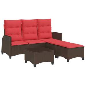 ชุดโซฟาหวายโพลีสีน้ำตาลรูปตัว L 3 ชิ้นพร้อมเบาะรองนั่งสำหรับใช้ในสวน - Product Image 2