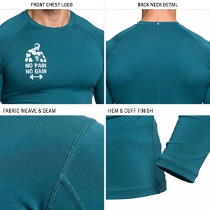 T-shirt à manches longues personnalisé avec logo imprimé, 100% polyester, léger, pour la gym, entraînement, couche de base, séchage rapide, yoga, pour hommes - Product Image 6