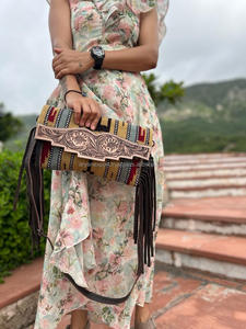 Nuova borsa a tracolla con frange multicolore in vera pelle azteca alla moda occidentale di vendita calda borsa a mano con coperta da sella lavorata a mano di nuovo arrivo - Product Image 2