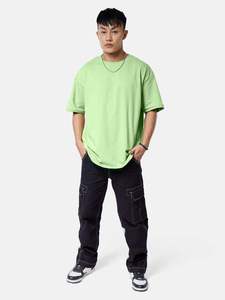 Camiseta Extra Grande Verde Claro para Hombre, 100% Algodón, Cuello Redondo, Estilo Casual Urbano, Corte Regular, Secado Rápido, 180g, Etiqueta Privada Personalizada - Product Image 3