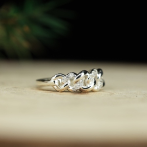 Anillo de Plata de Ley 925 con Diseño de Cadena Cubana y Moissanita Cúbica, Estilo Hip Hop - Product Image 4