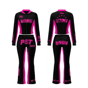 Conjunto Deportivo Premium para Mujer, 220 GSM, Poliéster y Spandex, Azul Cielo, Corte Ajustado, Top con Cierre y Leggings, Logotipo Personalizado por Transferencia Térmica - Product Image 4