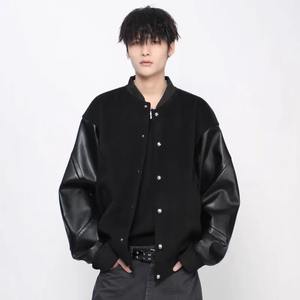 Vestes de baseball vintage brodées pour hommes, col montant, grande taille, saison hivernale, 100% laine, coupe-vent - Product Image 2