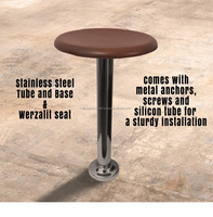 Tabouret de Bar de Cuisine en Pin Acier Inoxydable Poli à Hauteur Personnalisée avec Siège Werzalit Design Moderne de Luxe
