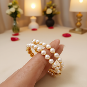 Elegant Kemp 18K Gold Plated Freshwater Pearl Bangles Classic Trendy Bracelet for Engagement - Product Image 3