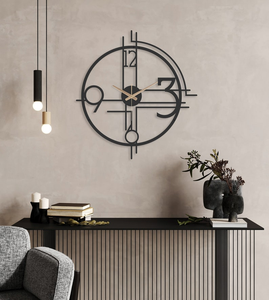 Horloge murale moderne en métal noir, design géométrique surdimensionné avec chiffres romains, horloge décorative pour salon, bureau à domicile, chambre à coucher - Product Image 4