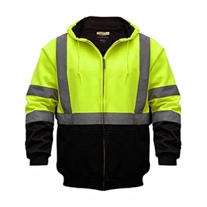 Vêtements d'extérieur d'hiver pour les ouvriers du bâtiment, fournisseur de sweat-shirts à capuche légers, réfléchissants, imperméables et à fermeture éclair, haute visibilité, pour le froid - Product Image 3