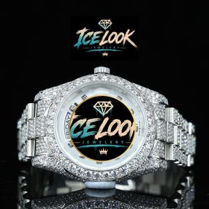 Reloj Mecánico con Aspecto de Hielo, Bisel de Diamantes, Esfera de Cristal, Reloj de Pulsera para Regalo y Moda - Product Image 1