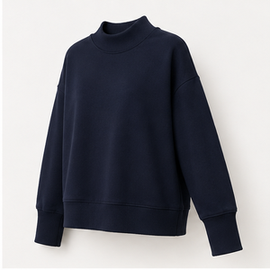 Sudadera Personalizada de Cuello Alto para Mujer, Color Índigo Oscuro, Corte Holgado, Manga Larga, Modelo WSS-0010 - Product Image 3