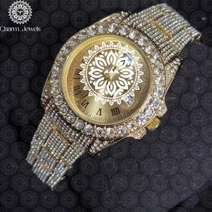 Montre de luxe pour homme Charm Jewels, en or et diamants, mouvement mécanique analogique, bracelet en acier inoxydable, 40 mm, résistance à l'eau 10 bars, automatique - Product Image 2