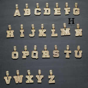 Collar con Inicial Personalizada con Diamantes Cultivados en Laboratorio, Letras A-Z, Colgante de Oro de 14K, Joyería Hip Hop para Hombre, Moissanita VVS - Product Image 1