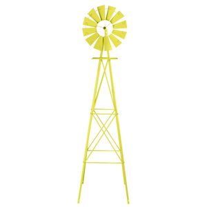 Moderno Mulino a Vento Giallo da 8 Piedi Resistente alle Intemperie, Ornamento Durevole in Acciaio e Rame per Pareti Esterne e Giardini - Product Image 2