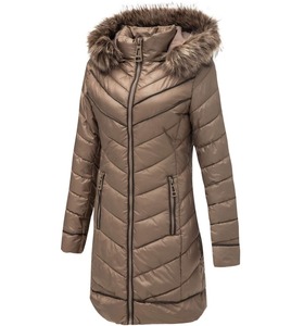 Veste matelassée à capuche pour femme, manches longues, coupe-vent, fermeture éclair, doublure en fausse fourrure, style décontracté pour l'hiver - Product Image 3