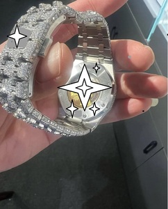 Montre de luxe à mouvement automatique en acier inoxydable avec cadran en cristal, style hip-hop glacé, en moissanite, édition limitée, pour unisexe - Product Image 4