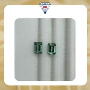 Pierre précieuse en vrac de qualité joaillerie fine, tourmaline vert menthe naturelle ethnique, taille émeraude, paire de 3 carats, calibrée AAAA, de Madagascar - Product Image 2
