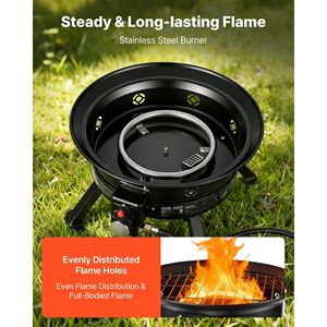 Brasero portable au propane de 24 pouces, 53 000 BTU, avec flamme réglable, grille de cuisson, pierres de lave et pieds pliables - Product Image 6